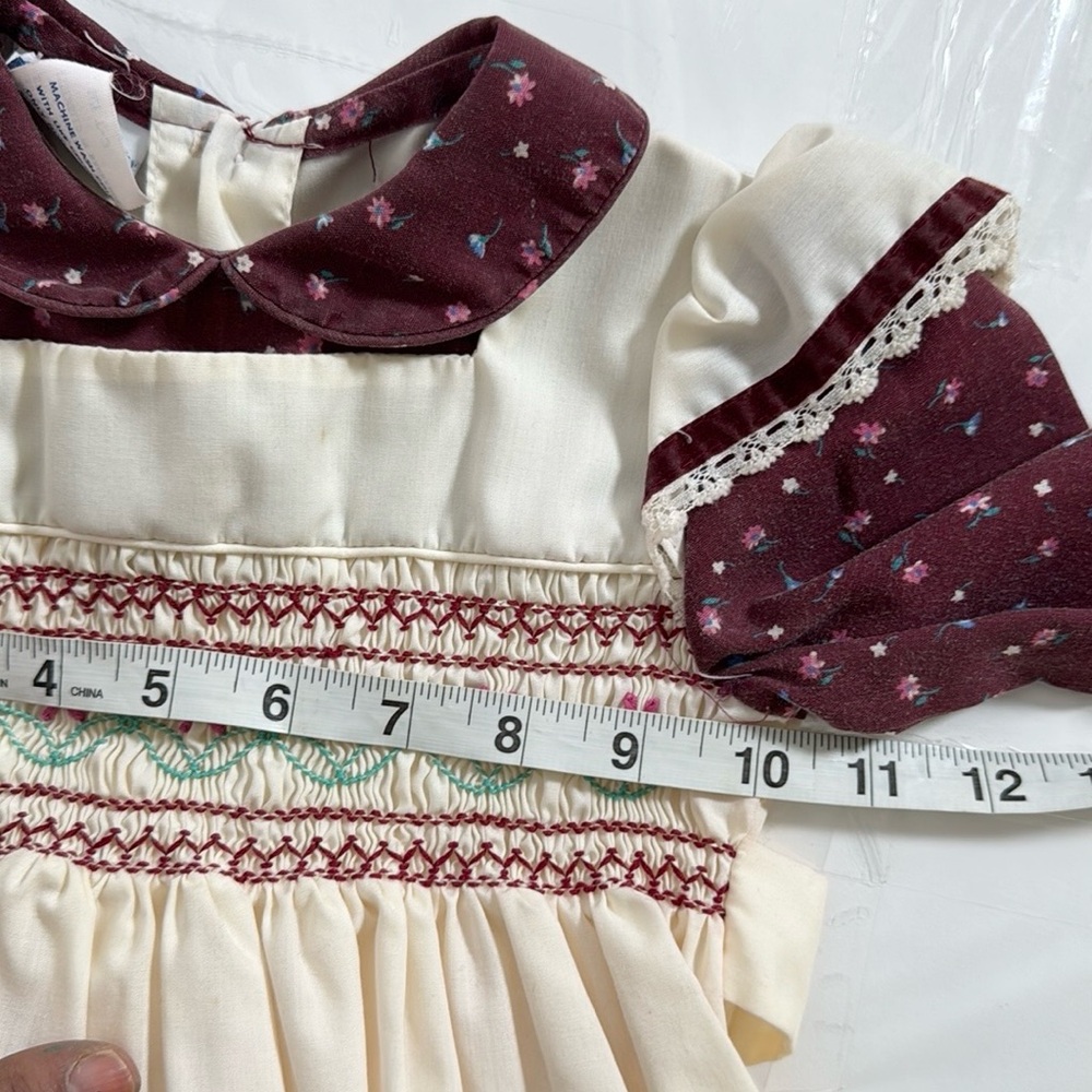Vintage Polly Flinders Hand Smocked Dress Size 24m/2T/3T - Picture 9 of 14